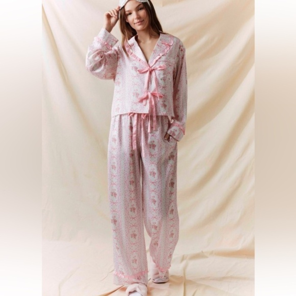 Peach Love California Pink Floral Cotton Pajama Set